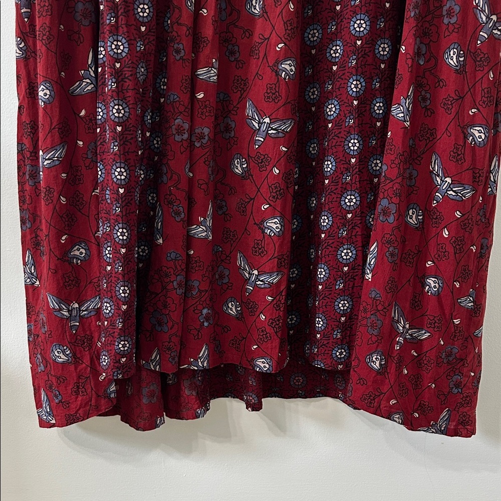 April Cornell Dress XL Burgundy Indian Print Maxi Floral Bohemian Festival - Picture 15 of 16